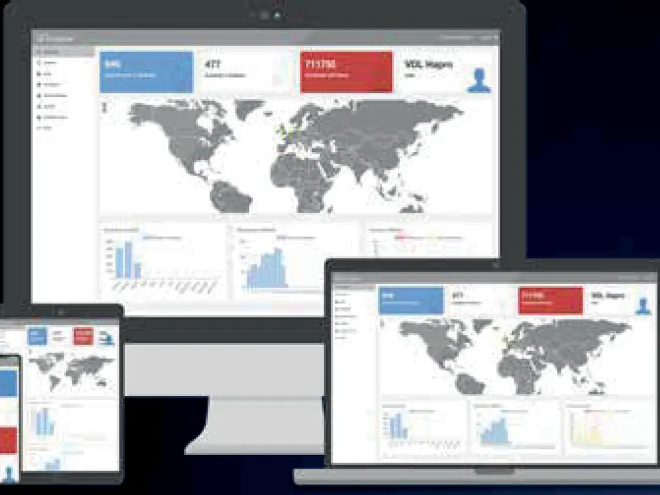 The MyLuxura dashboard shown on a monitor, a laptop, a tablet and a phone