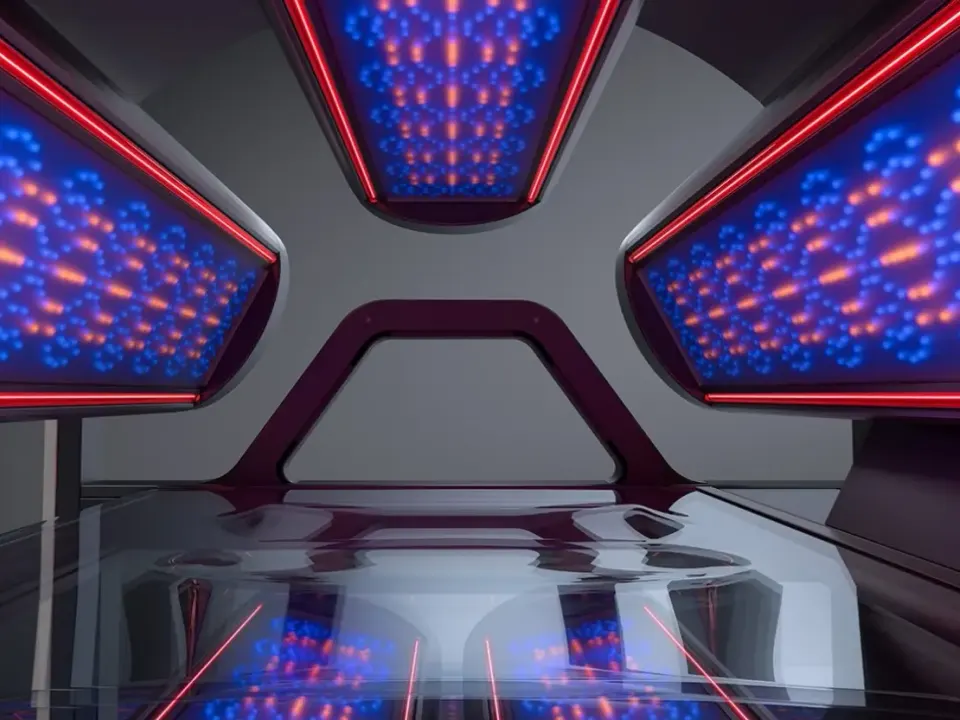 Rows of blue and red LEDs across the K11 Air's canopy