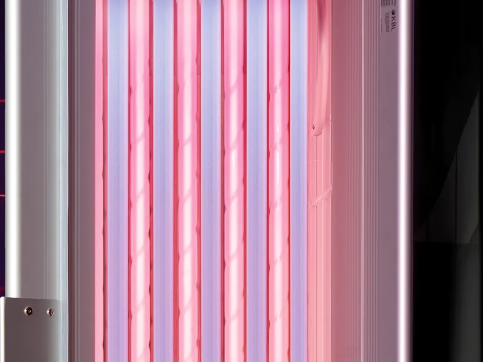 Tubes inside the open Thunder Hybrid, twisted tubes glowing pink between paler ones