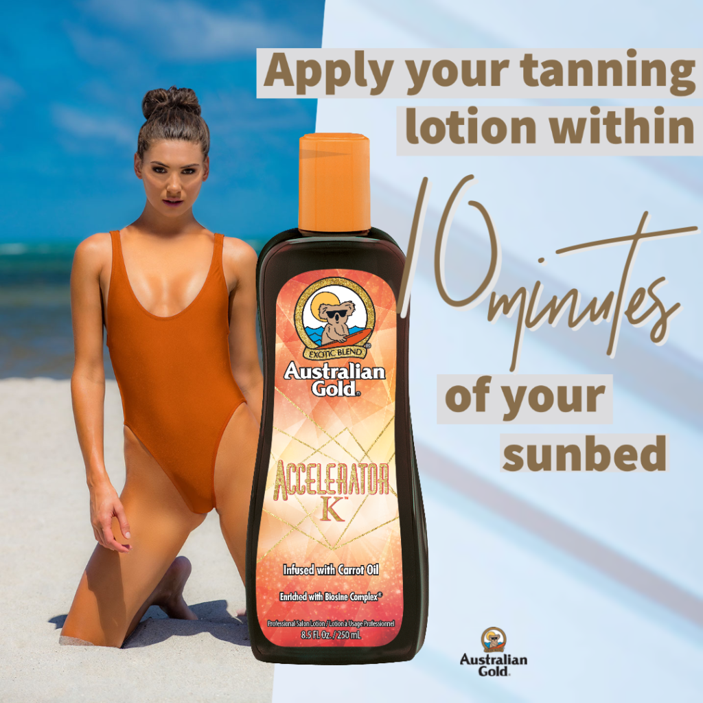Australian gold apply tanning lotion within 10 minutes of your sunbed tanning myth